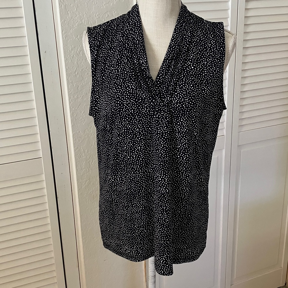 Anne Klein Black and White‎ Dotted Sleeveless Top Size L excellent condition